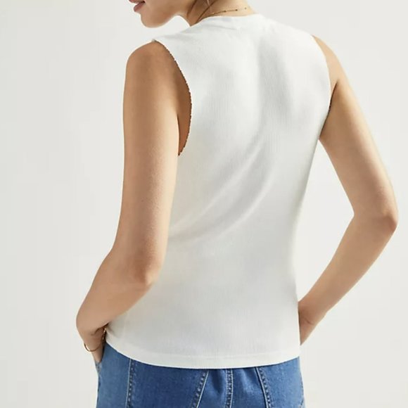 ANTHROPOLOGIE T.La WHITE NOTCHED TANK TOP - Picture 3 of 4